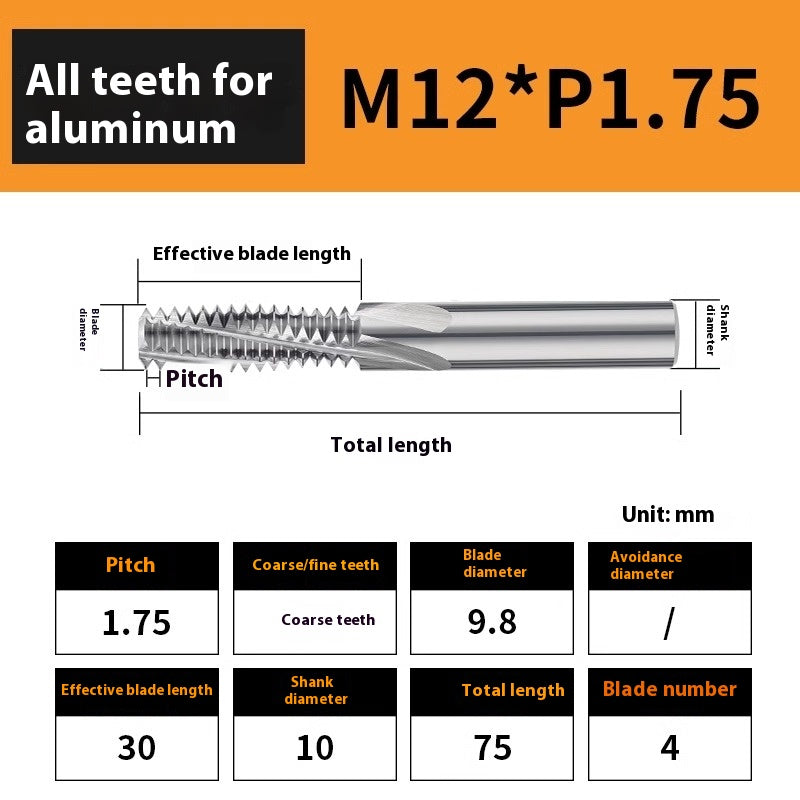 2136-65° aluminum with colorful thread milling cutter lengthened single tooth three-tooth full thread machining center tungsten carbide milling cutter M3M4M5 Shandong Denso Pricision Tools Co.,Ltd.